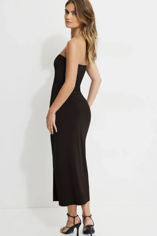 Dynamite Draped Midi Tube Dress Brown Outlet