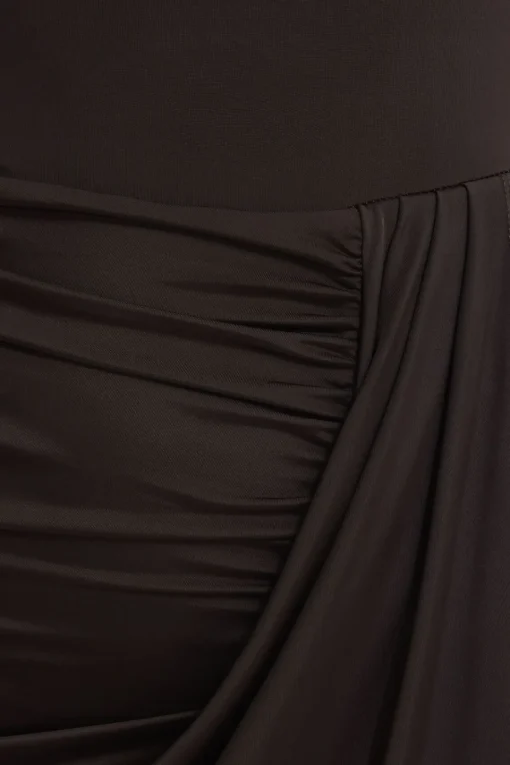 Dynamite Draped Midi Tube Dress Brown Outlet