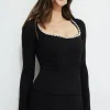 Dynamite Embellished Long Sleeve Top Black Best Sale