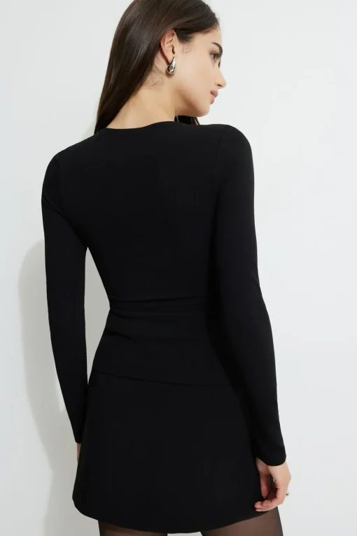 Dynamite Embellished Long Sleeve Top Black Best Sale