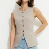 Dynamite Emery Round Neck Flyaway Vest Brown Cheap
