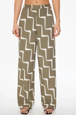 Dynamite Flo Wide Leg Linen Pants Green Sale