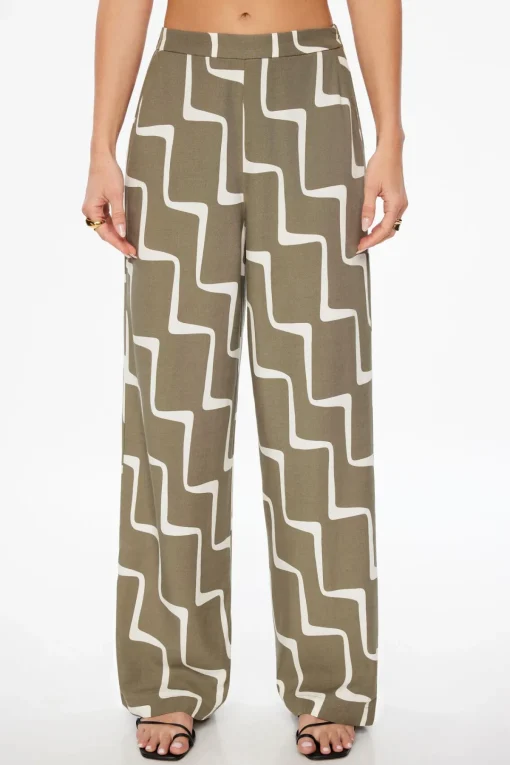 Dynamite Flo Wide Leg Linen Pants Green Sale