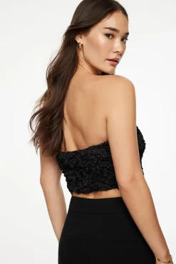 Dynamite Floral Appliqué Tube Top Black Sale