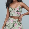 Dynamite Floral Flare Mini Skirt Green Cheap