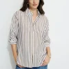 Dynamite Frida Airflow Stripe Shirt Brown Fashion