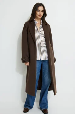 Dynamite Frida Airflow Stripe Shirt Brown Fashion