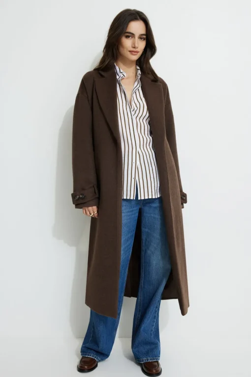 Dynamite Frida Airflow Stripe Shirt Brown Fashion