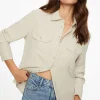 Dynamite Frida Pocket Shirt Brown Fashion