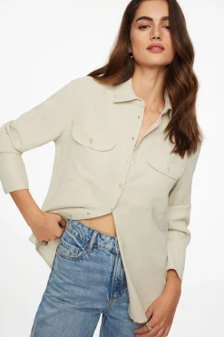 Dynamite Frida Pocket Shirt Brown Fashion
