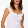 Dynamite Gathered Cap Sleeve Blouse White Online