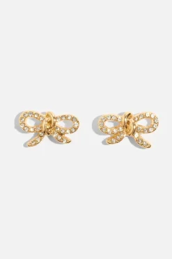 Dynamite Gem Knotted Bow Earrings White Clearance