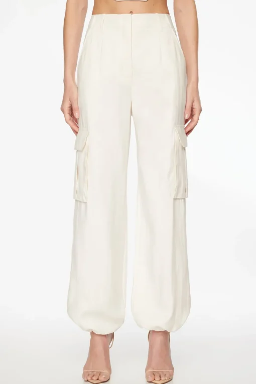 Dynamite Gia Cargo Parachute Pants White Flash Sale