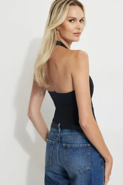 Dynamite Halter Button Vest Black Clearance