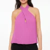 Dynamite Halter Pleated Top Purple New