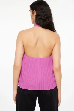 Dynamite Halter Pleated Top Purple New