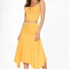 Dynamite Handkerchief Midi Skirt Orange Flash Sale