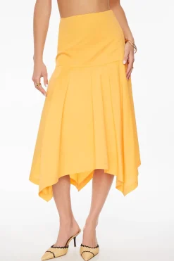 Dynamite Handkerchief Midi Skirt Orange Flash Sale