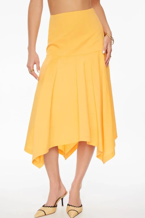 Dynamite Handkerchief Midi Skirt Orange Flash Sale