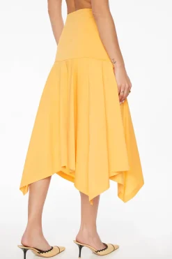 Dynamite Handkerchief Midi Skirt Orange Flash Sale