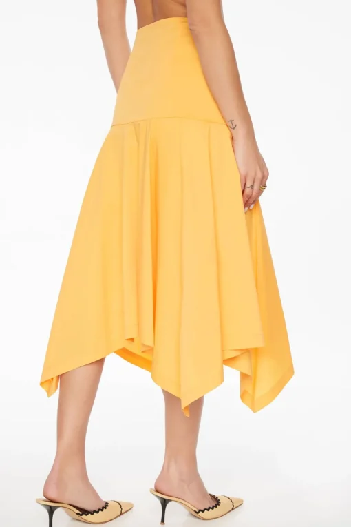 Dynamite Handkerchief Midi Skirt Orange Flash Sale