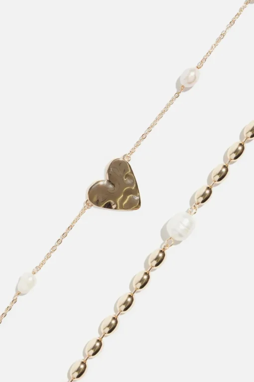 Dynamite Heart Pearl Necklace Set White Best