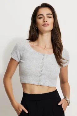 Dynamite Heavenlyarn™ Billy Pearl Button Cardigan Grey Discount