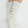 Dynamite Heavenlyarn™ Cable Knit Calf High Socks White Flash Sale