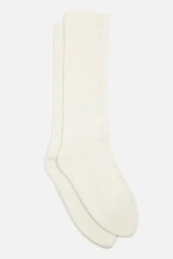 Dynamite Heavenlyarn™ Cable Knit Calf High Socks White Flash Sale