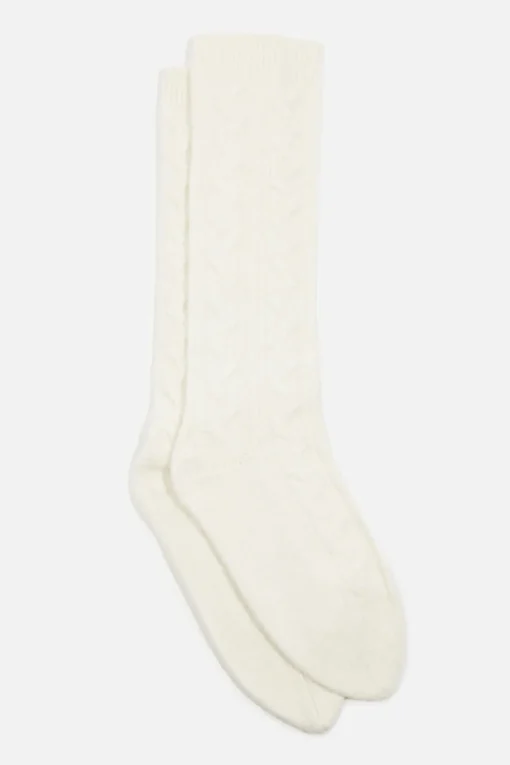 Dynamite Heavenlyarn™ Cable Knit Calf High Socks White Flash Sale