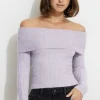Dynamite Heavenlyarn™ Laura Off Shoulder Sweater Purple Cheap