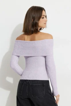 Dynamite Heavenlyarn™ Laura Off Shoulder Sweater Purple Cheap