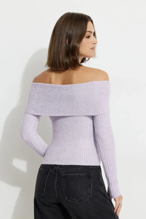 Dynamite Heavenlyarn™ Laura Off Shoulder Sweater Purple Cheap