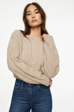 Dynamite Heavenlyarn™ Luana Cable Knit Sweater Brown Best Sale