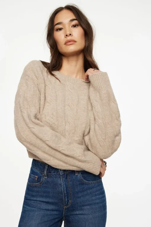 Dynamite Heavenlyarn™ Luana Cable Knit Sweater Brown Best Sale