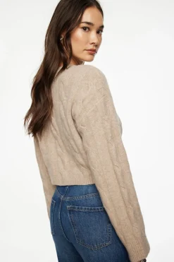 Dynamite Heavenlyarn™ Luana Cable Knit Sweater Brown Best Sale