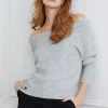 Dynamite Heavenlyarn™ Off Shoulder Sweater Gray Discount