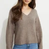 Dynamite Heavenlyarn™ V-Neck Sweater Brown New
