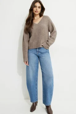 Dynamite Heavenlyarn™ V-Neck Sweater Brown New