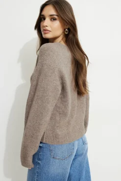 Dynamite Heavenlyarn™ V-Neck Sweater Brown New