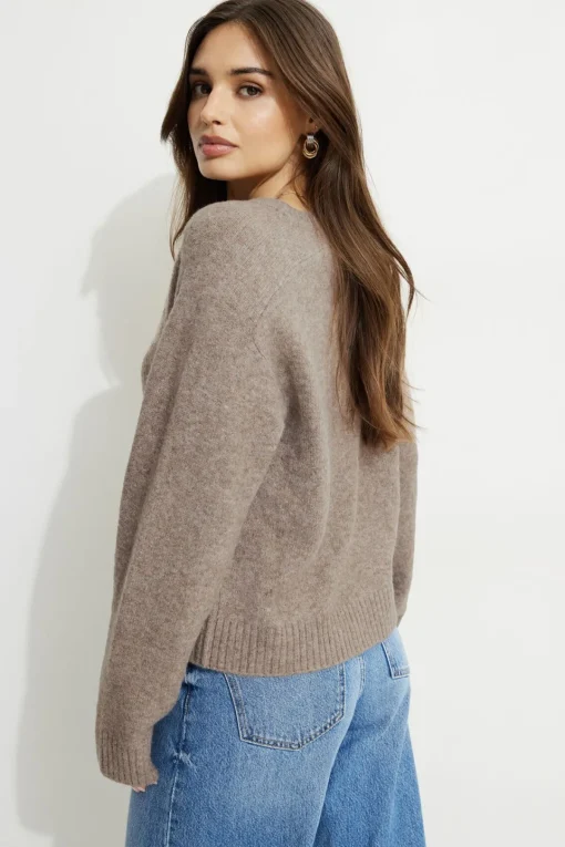 Dynamite Heavenlyarn™ V-Neck Sweater Brown New