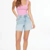 Dynamite Heidi A-Line Denim Shorts Blue Fashion