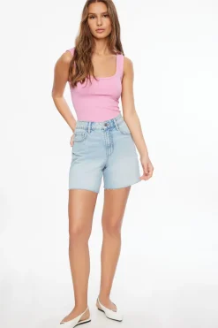 Dynamite Heidi A-Line Denim Shorts Blue Fashion