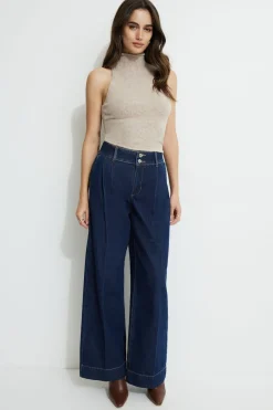 Dynamite Heidi Pleated Wide Leg Jeans Blue Cheap