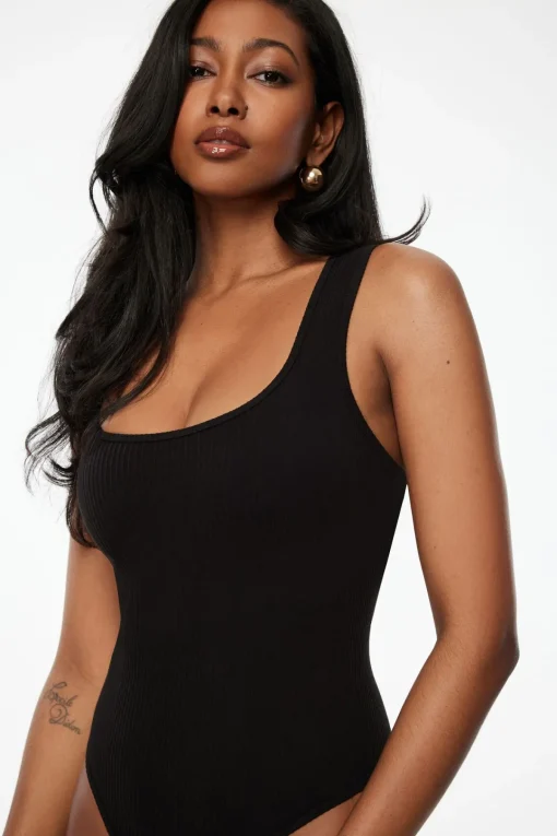 Dynamite Irene Seamless Square Neck Bodysuit Black Outlet