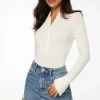 Dynamite Jersey Long Sleeve Polo Bodysuit White Outlet