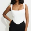 Dynamite Julia Satin Corset Top White New
