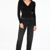 Dynamite Justina Rhinestone Straight Leg Jeans Black New