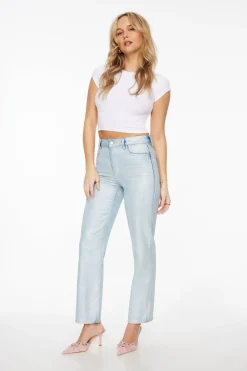 Dynamite Justina Straight Leg Coated Jeans Blue Outlet
