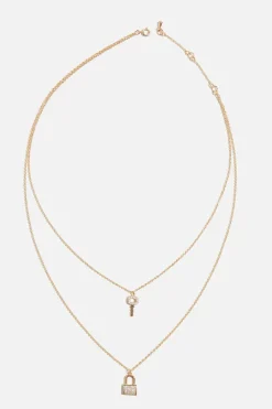 Dynamite Key & Lock Pave Necklace White Hot